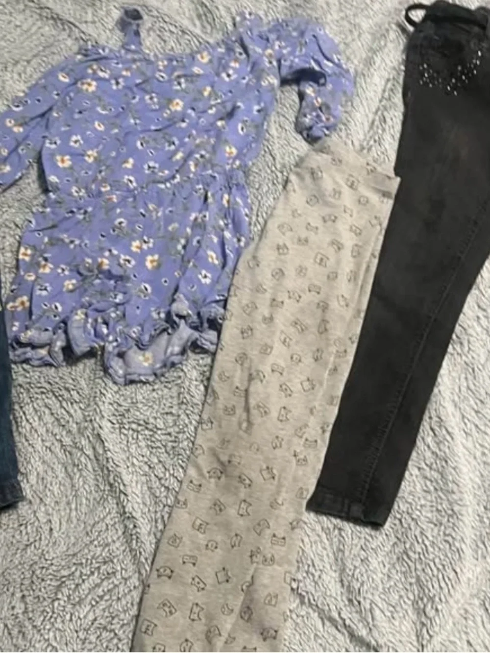Carter's dress and Dark Blue Denim Capri Pants with Colorful Patch and clothes